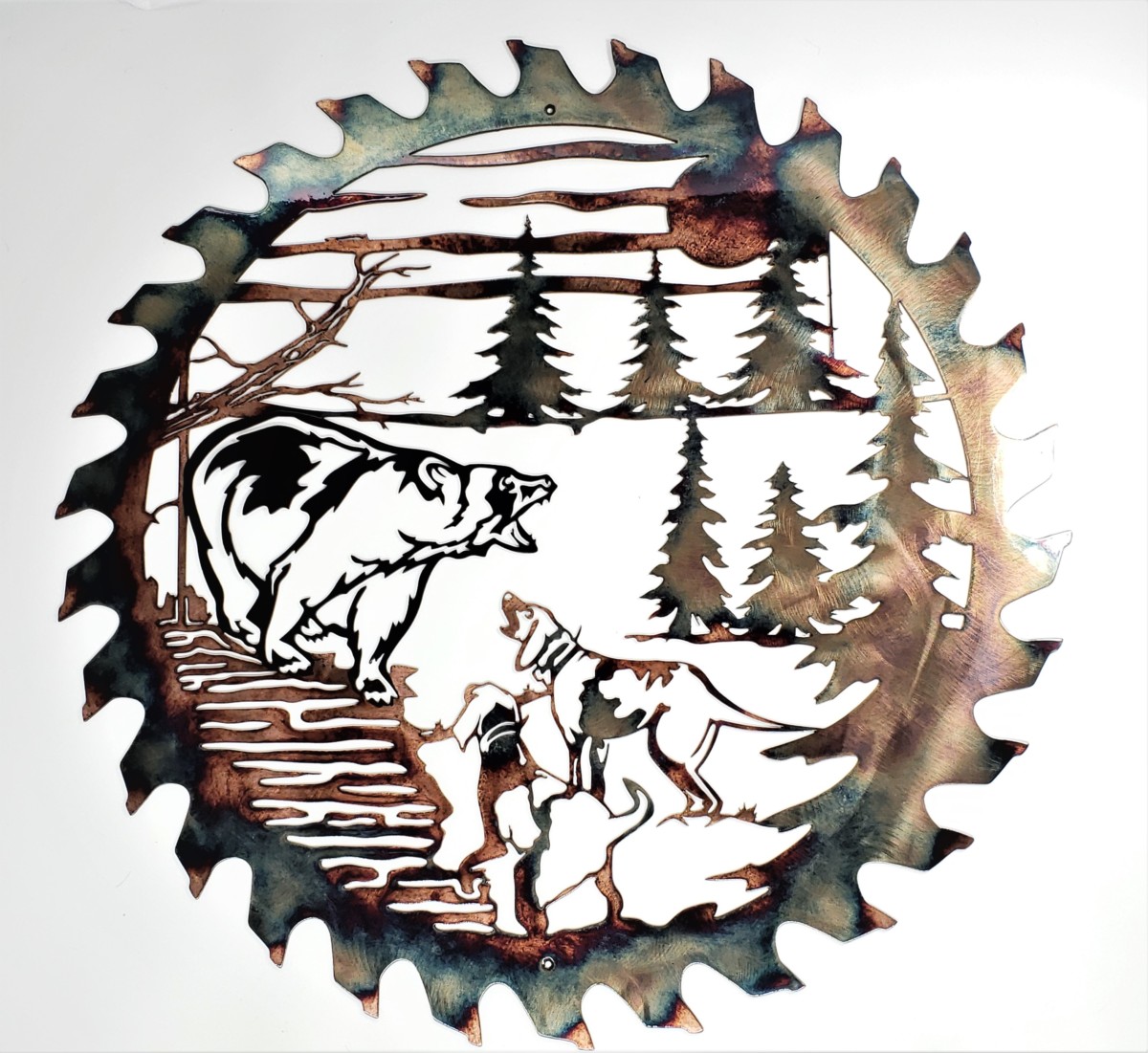 Bears Last Stand Sawblade Cut Out Metal Wall Art