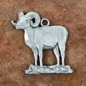 Bighorn Sheep Pewter Ornament by Andy Schumann