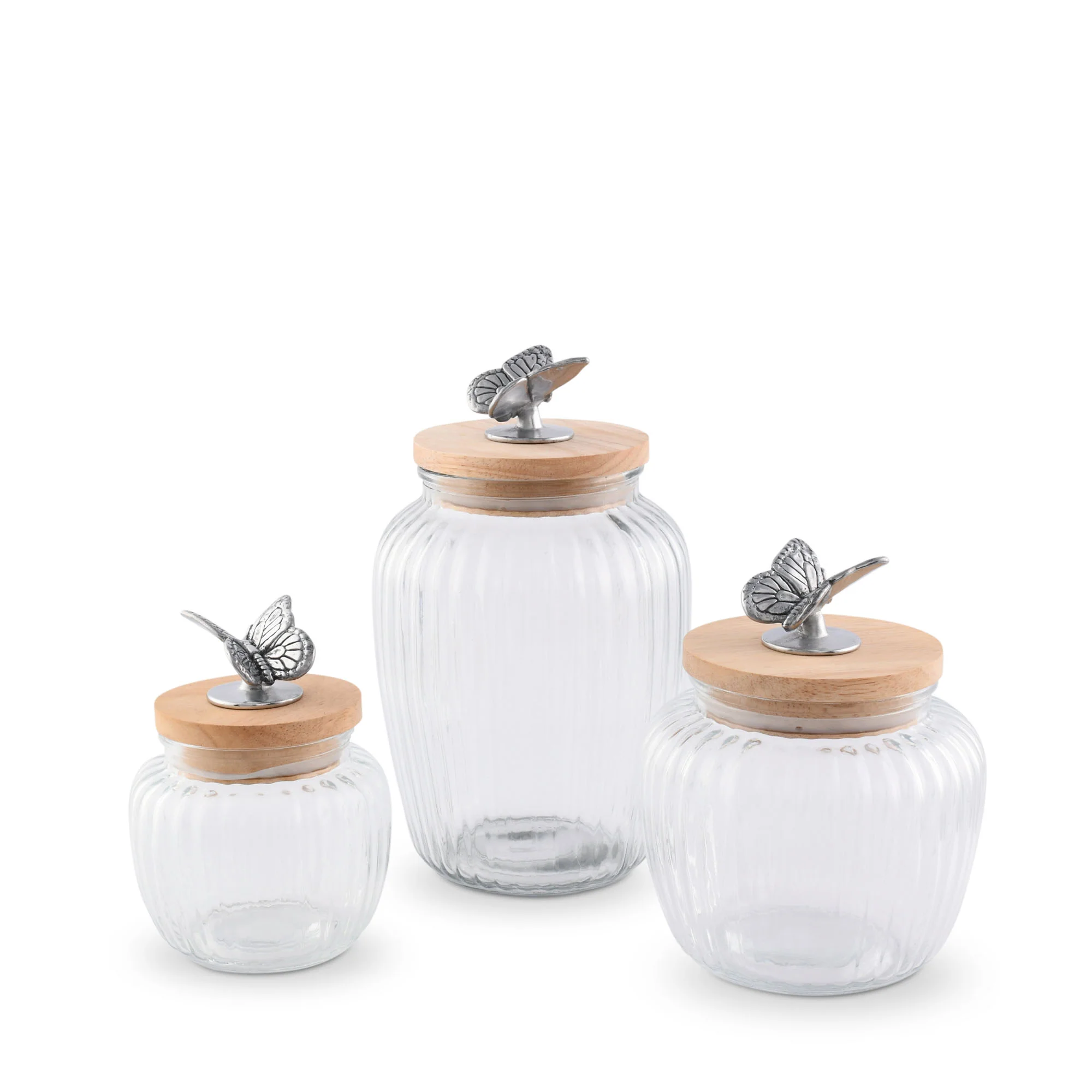Butterfly Knob Glass Canisters