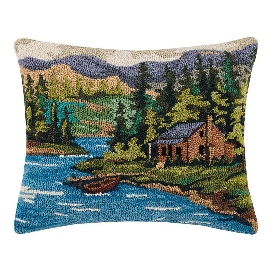 Cabin By Lake Hook Pillow 16x20