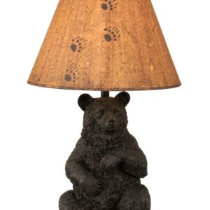 Distressed Black Sitting Bear Table Lamp