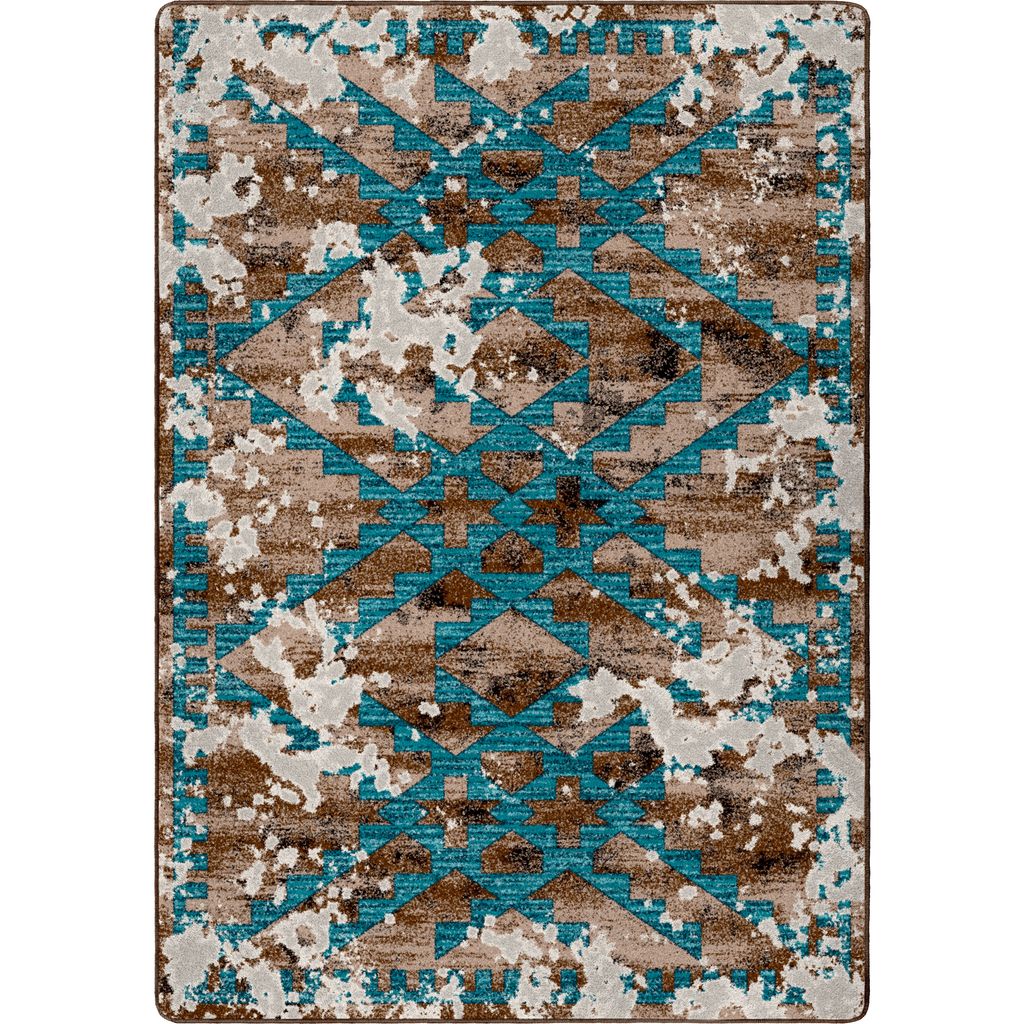 Distressed Fresco - Turquoise - Western Area Rug