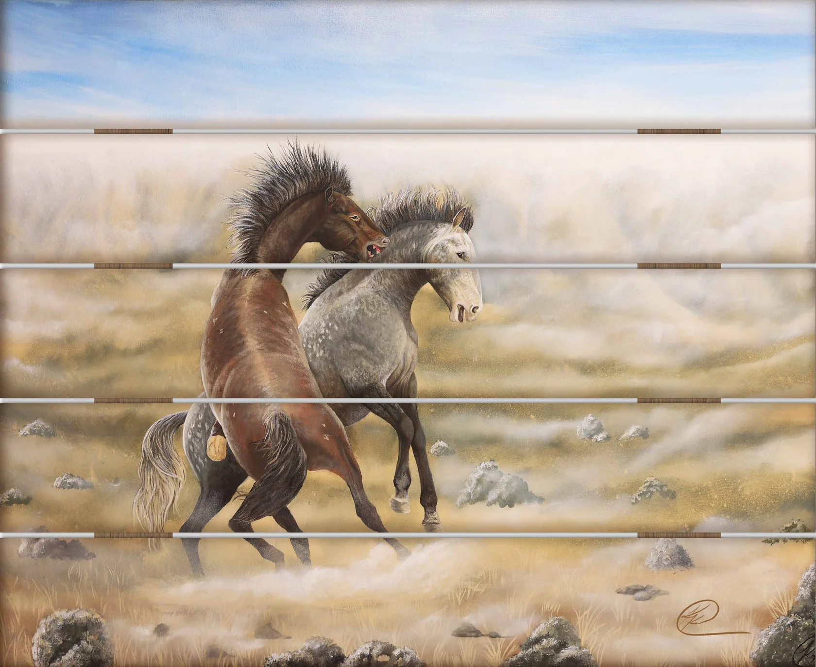 Dusty Tussel - Wild Horses - 18" x 22" Pallet Wall Art