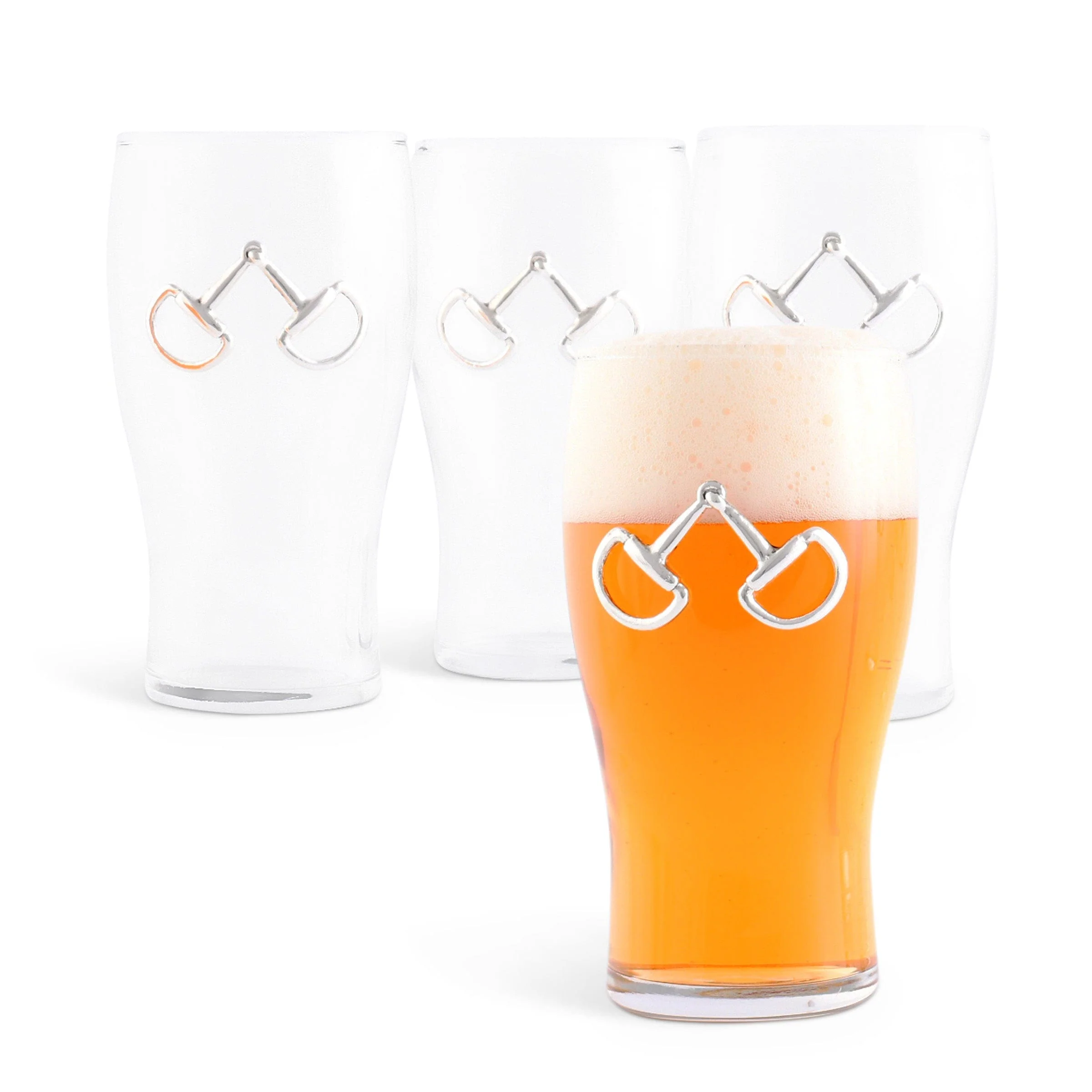 Equestrian Bit Beer Pint Glasses Set of 4