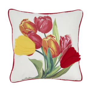 Felt Applique Tulips Pillow 18″ Square – Down Filled