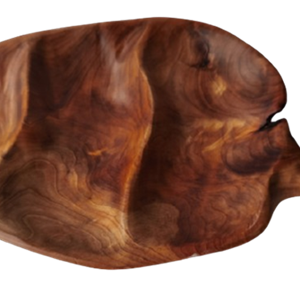 Set of 2 3-Section Fir Burl Wood Platters - 15" x 11"