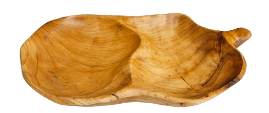Set of 2 2-Section Fir Burl Wood Platters – 13" x 9"
