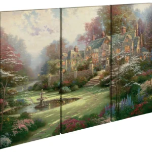 Gardens Beyond Spring Gate - 36" x 48" (Set of 3) Triptych Giclee Canvas