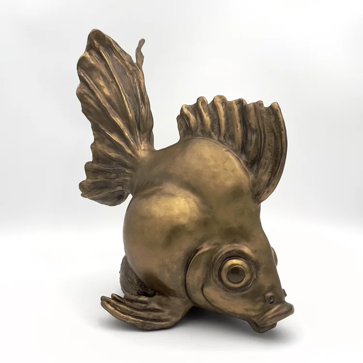Gold Gold Fish Fish Ceramic Sculpture by Bronwen Weber