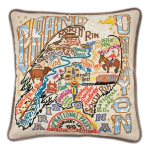 Grand Canyon Hand-Embroidered Pillow - 20 x 20 Inches