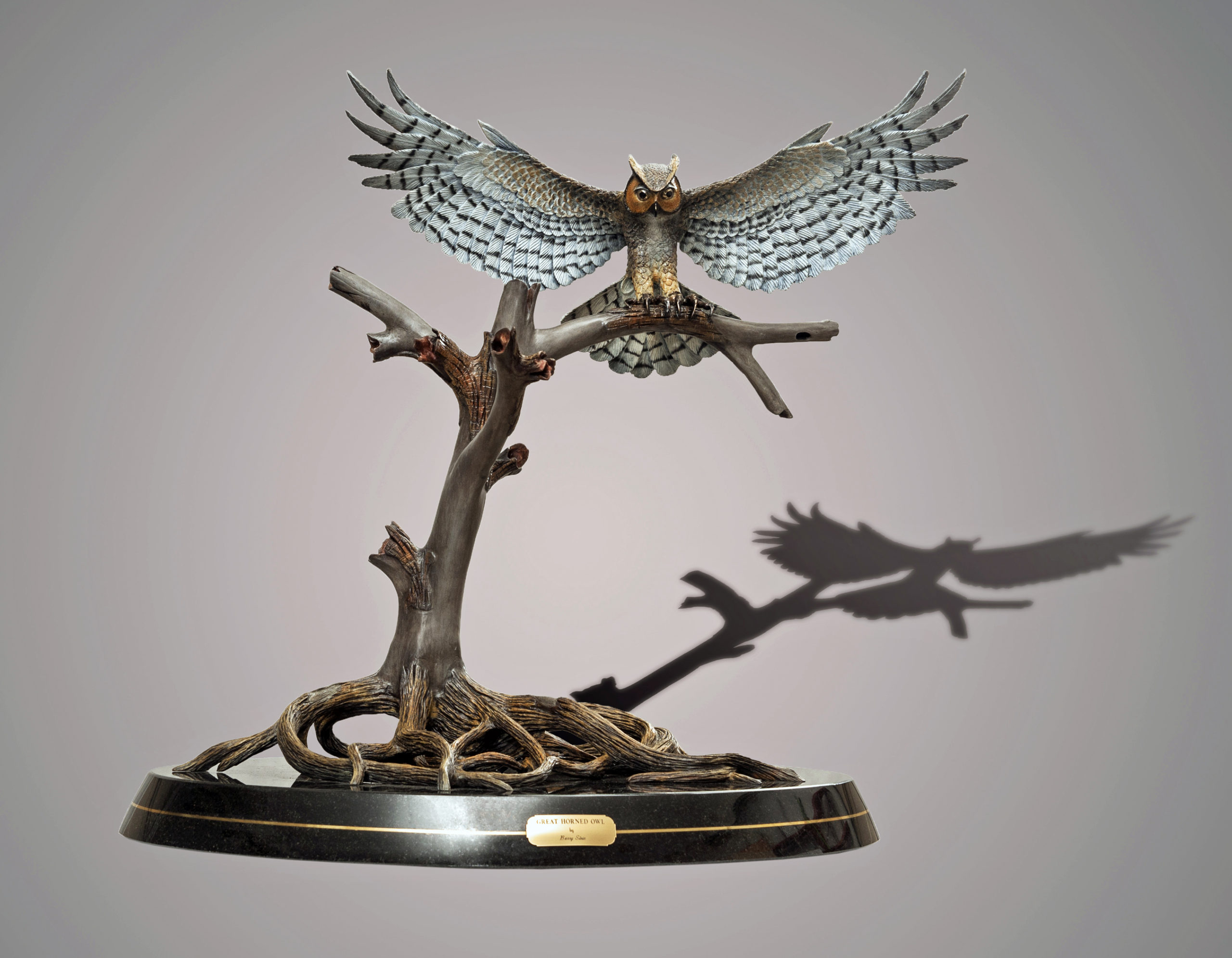 Great Horned Owl Bronze Sculpture by Barry Stein Sculptures