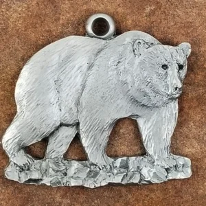 Grizzly Bear Pewter Ornament by Andy Schumann