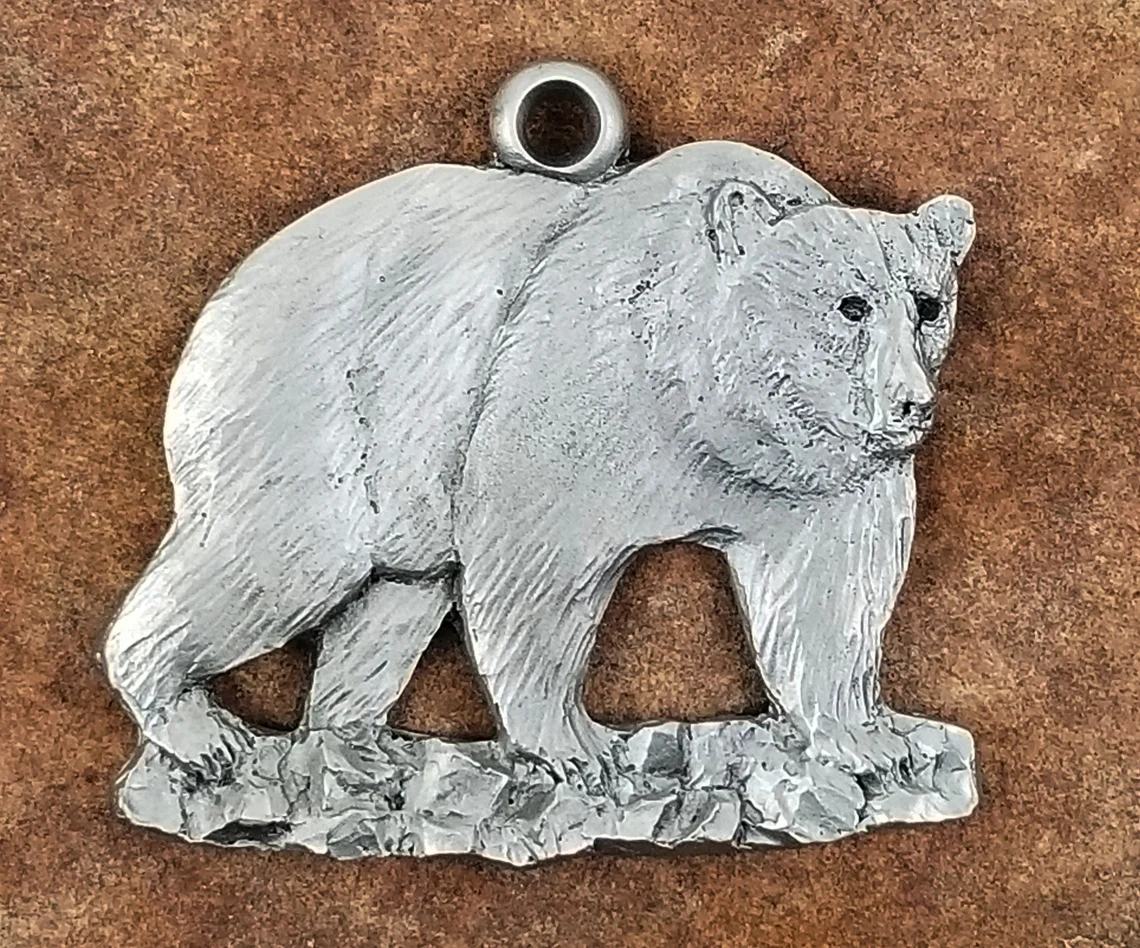 Grizzly Bear Pewter Ornament by Andy Schumann