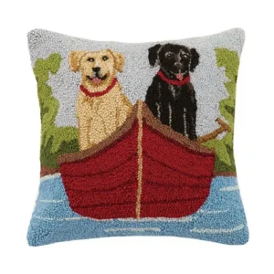 Lab Dogs on Canoe Hook Pillow 16x16