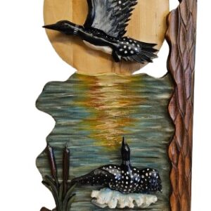 Lake Loons Intarsia Wood Wall Art - 16"x 27"