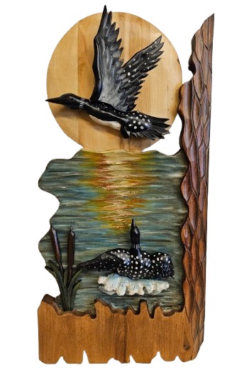 Lake Loons Intarsia Wood Wall Art – 16″x 27″