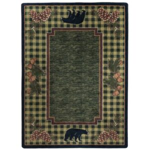 Lakeside Bear - Green - Rustic Area Rug