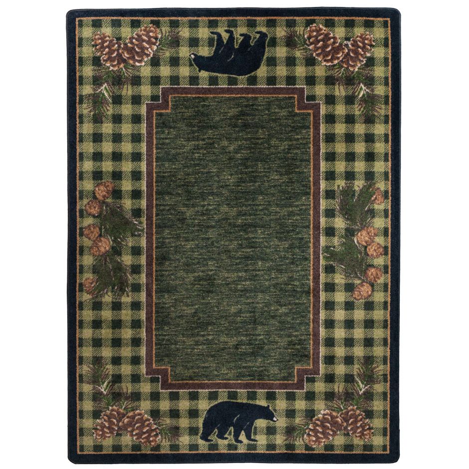Lakeside Bear - Green - Rustic Area Rug