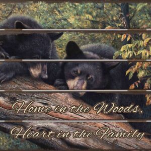 Mom’s Awaiting - Black Bears - 18" x 22" Pallet Wall Art
