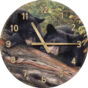 Mom’s Awaiting - Black Bears - 21" Round Clock