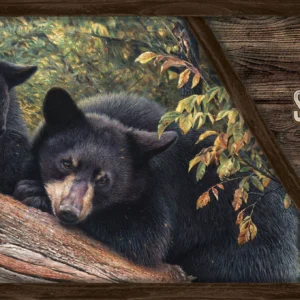 Mom’s Awaiting - Black Bears - 12" x 30" Wood Sign