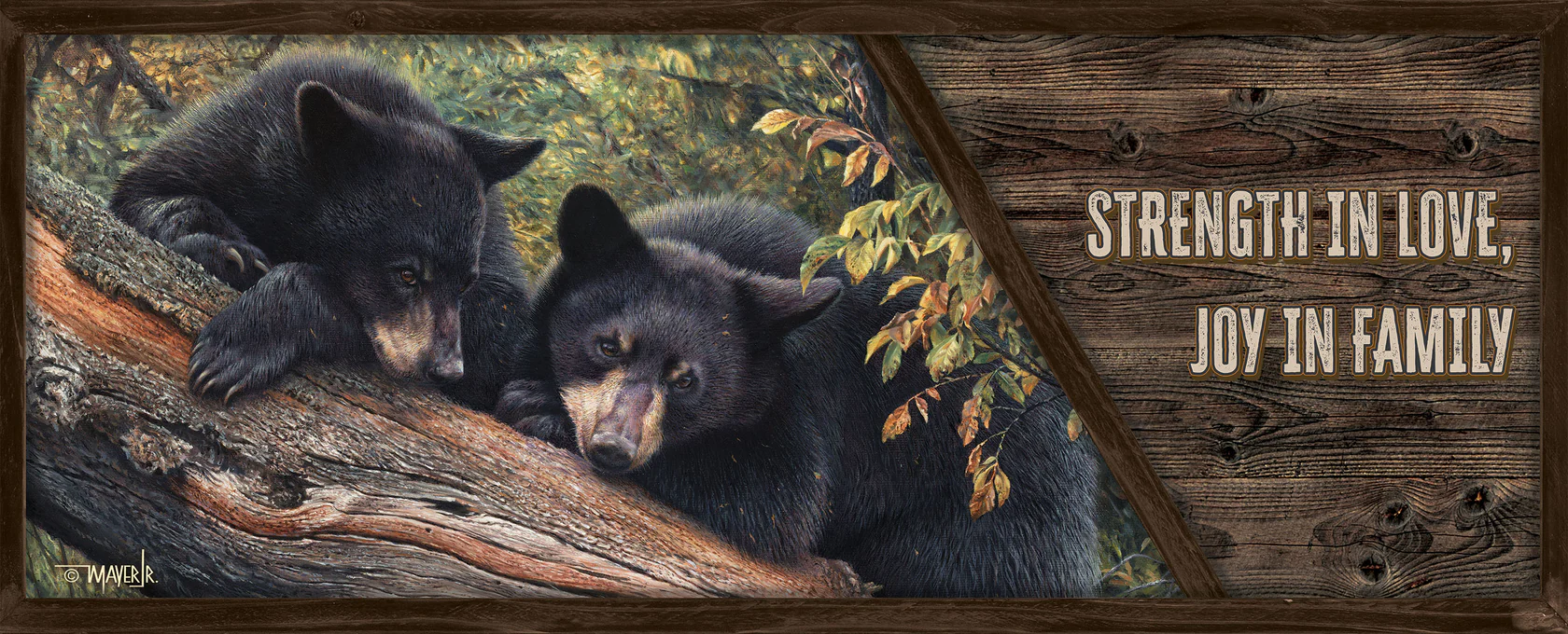 Mom’s Awaiting - Black Bears - 12" x 30" Wood Sign