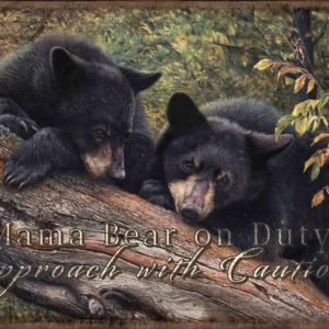 Mom’s Awaiting - Black Bears - 12" x 18" Wood Sign