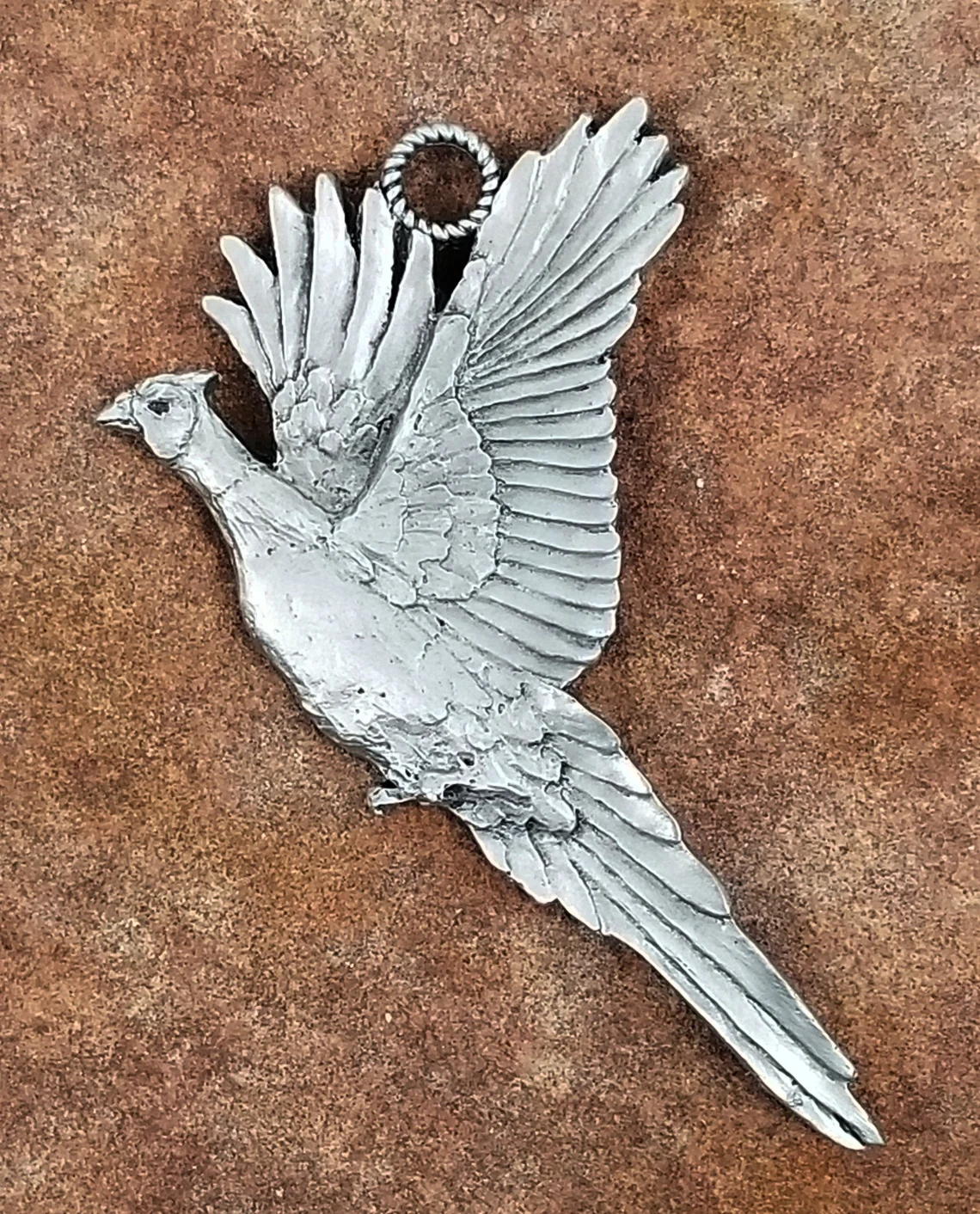 Pheasant Pewter Ornament by Andy Schumann