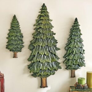 Pine Forest Carved Wood Wall Art - Set of 3