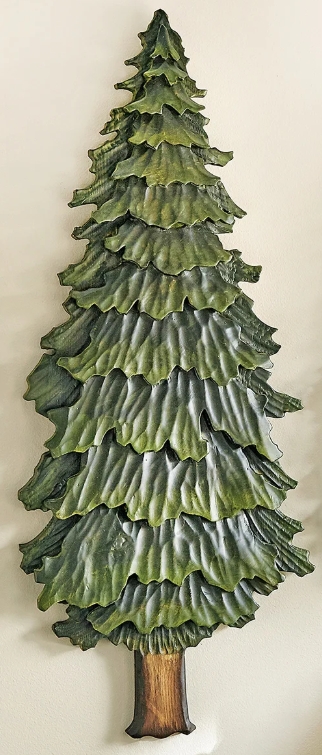 Pine Forest Carved Wood Wall Art - Large