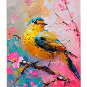 Radiant Serenade - Warbler in Bloom - Gallery Wrapped Canvas