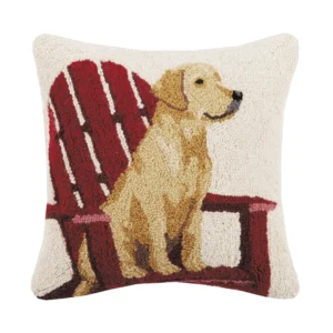 Retriever Dog with Adirondack Hook Pillow 16x16