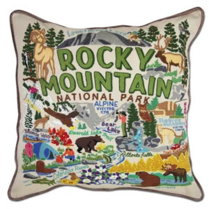 Rocky Mountain Hand-Embroidered Pillow - 20 x 20 Inches