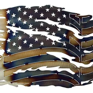 Running Horse Tattered Flag - Handmade Metal Wall Art