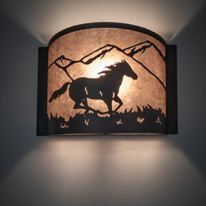 12″ Running Horses Horse Wall Sconce