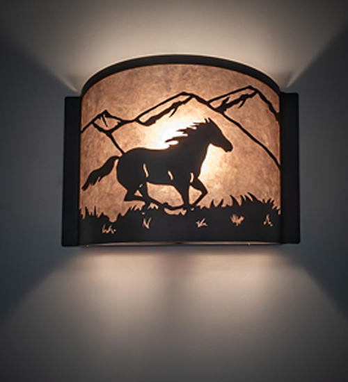 12″ Running Horses Horse Wall Sconce