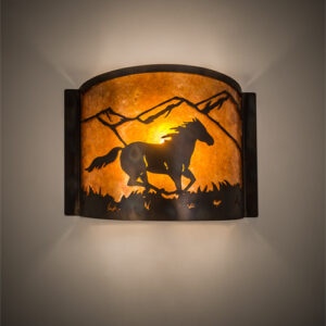 12″ Running Horses Horse Wall Sconce