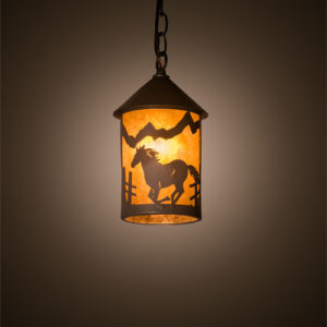 6" Wide Running Horses Mini Pendant