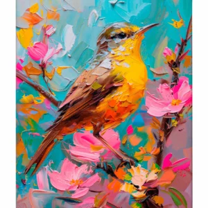 Spring Symphony - Warbler Among Blossoms - Gallery Wrapped Canvas