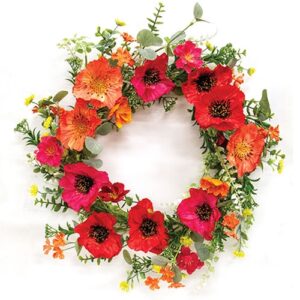 Sunset Poppy & Blooms Wreath - 24"