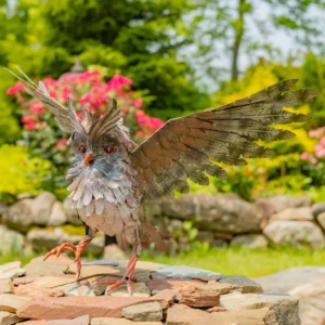 Tall Soaring Metal Great Horned Owl Accent