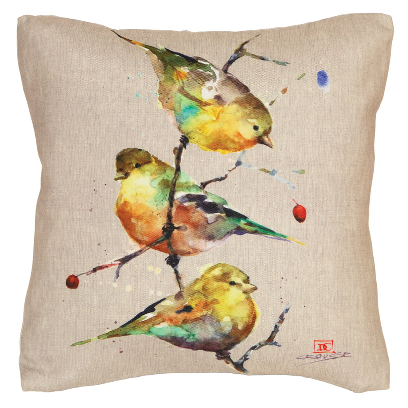 Triple Gold Songbird Outdoor Pillow