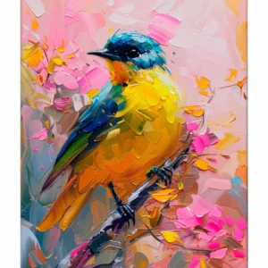 Vibrant Harmony - Songbird in Bloom - Gallery Wrapped Canvas