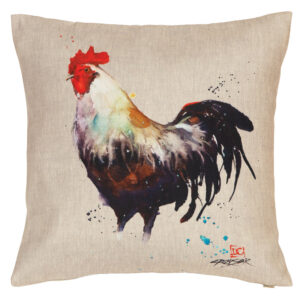 White & Black Rooster Outdoor Pillow 18″ x 18″ (Set of 2)