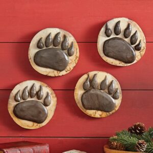 Wood Carved Bear Paws (Set of 4)