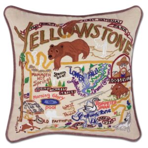 Yellowstone Hand-Embroidered Pillow - 20 x 20 Inches