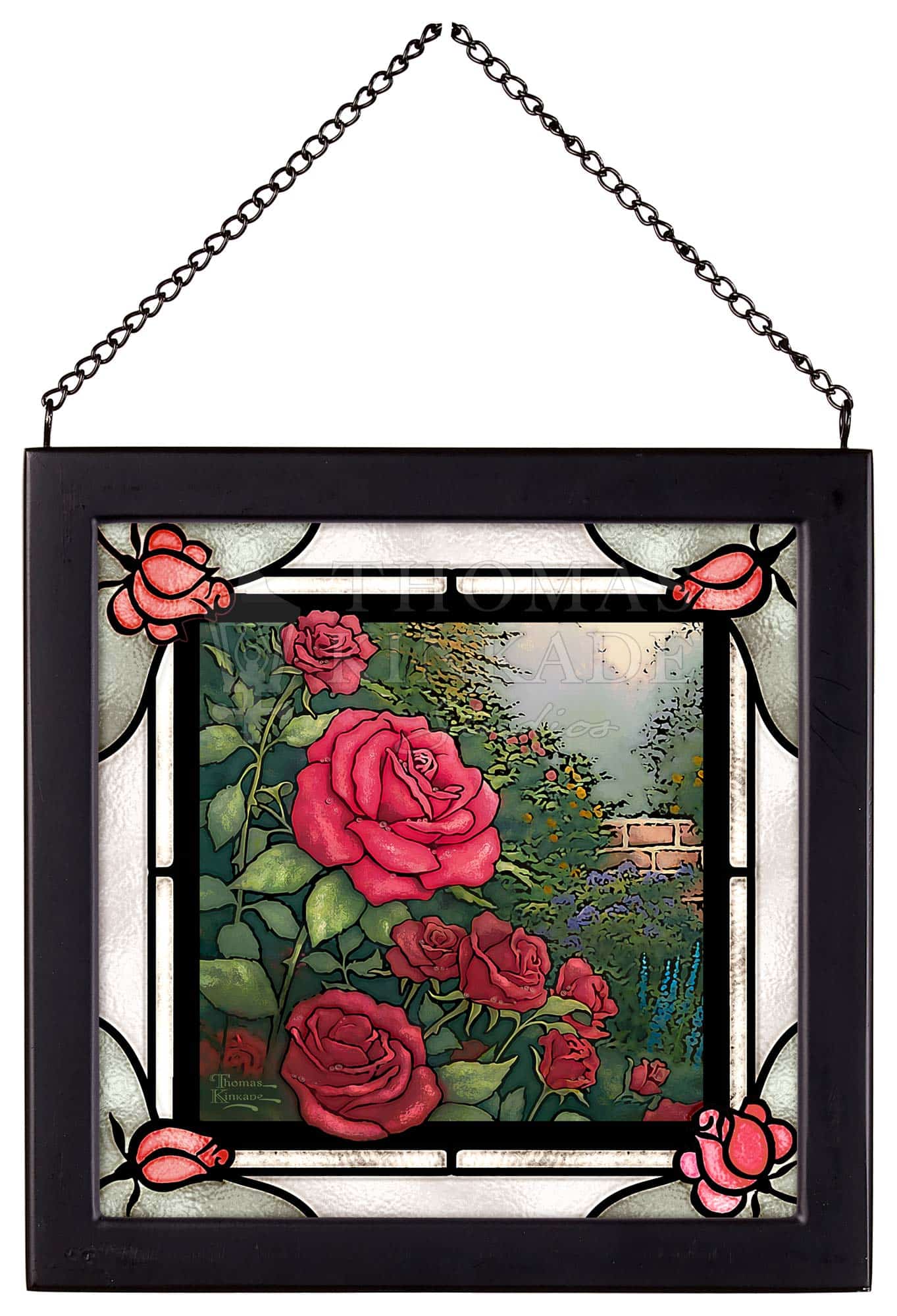 A Perfect Red Rose - 8" x 8" Framed Glass Art (Satin Black Frame)