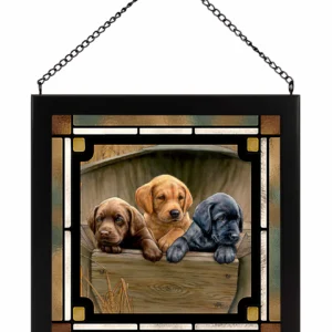 All Hands on Deck - Lab Puppies - Stained Glass Art