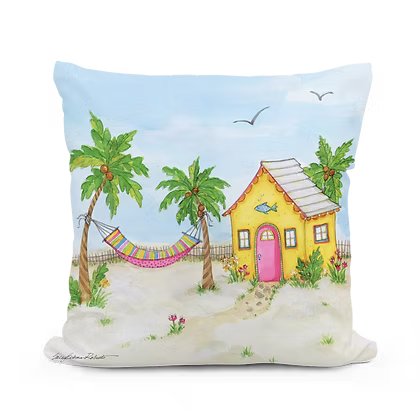 Beach Cottage by the Sea Pillow