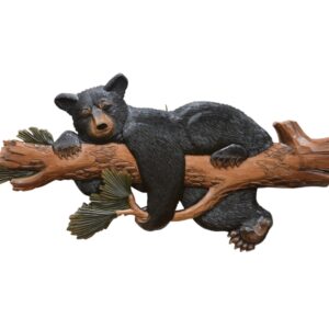 Bear in Tree Intarsia Wood Wall Art - 31" x 15"